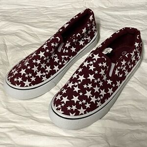 U.S. Sports Velvet White Star Print Slip On Shoes